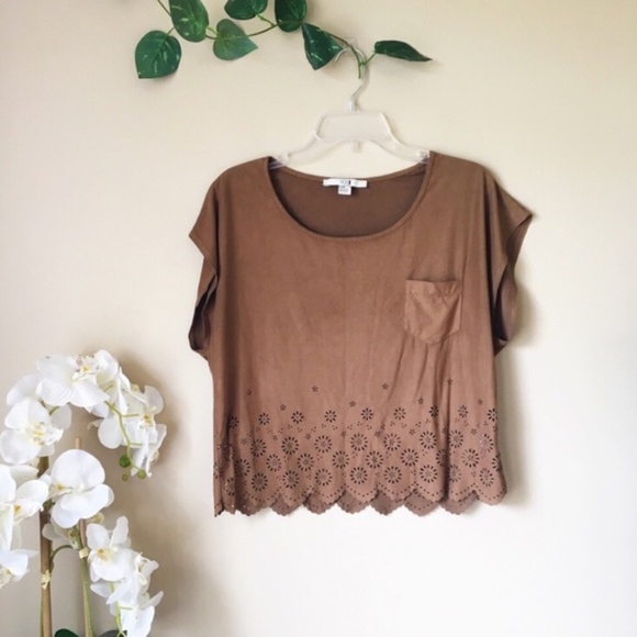 Forever 21 Tops - Forever 21 Camel Brown Faux Suede Boxy Top